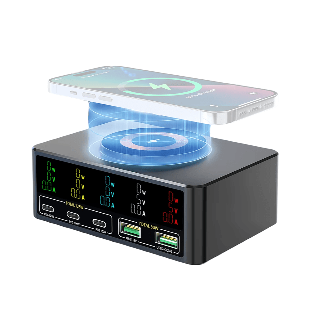 Carregador-Wireless-818C-Inducao-15W-Multi-USB-140W-PD-QC-Preto -1- Carregador-Wireless-818C-Inducao-15W-Multi-USB-140W-PD-QC-Preto -1-